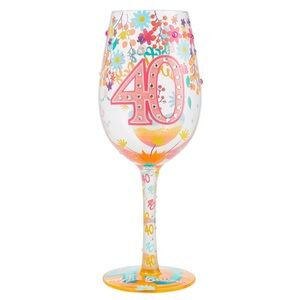 Enesco “40” hand painted wine glass